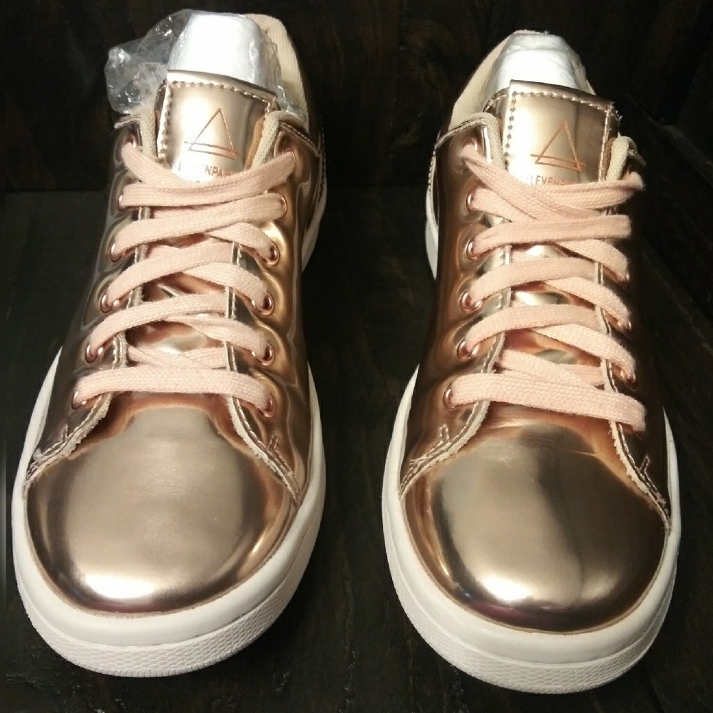 Eleven Paris Rose Gold Metallic Sneakers